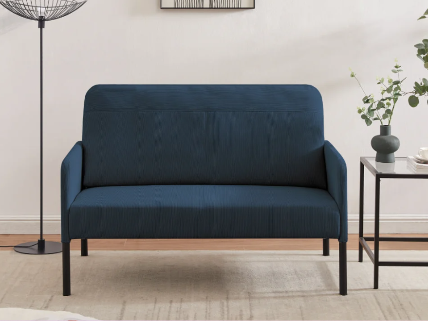 petit canape velours bleu